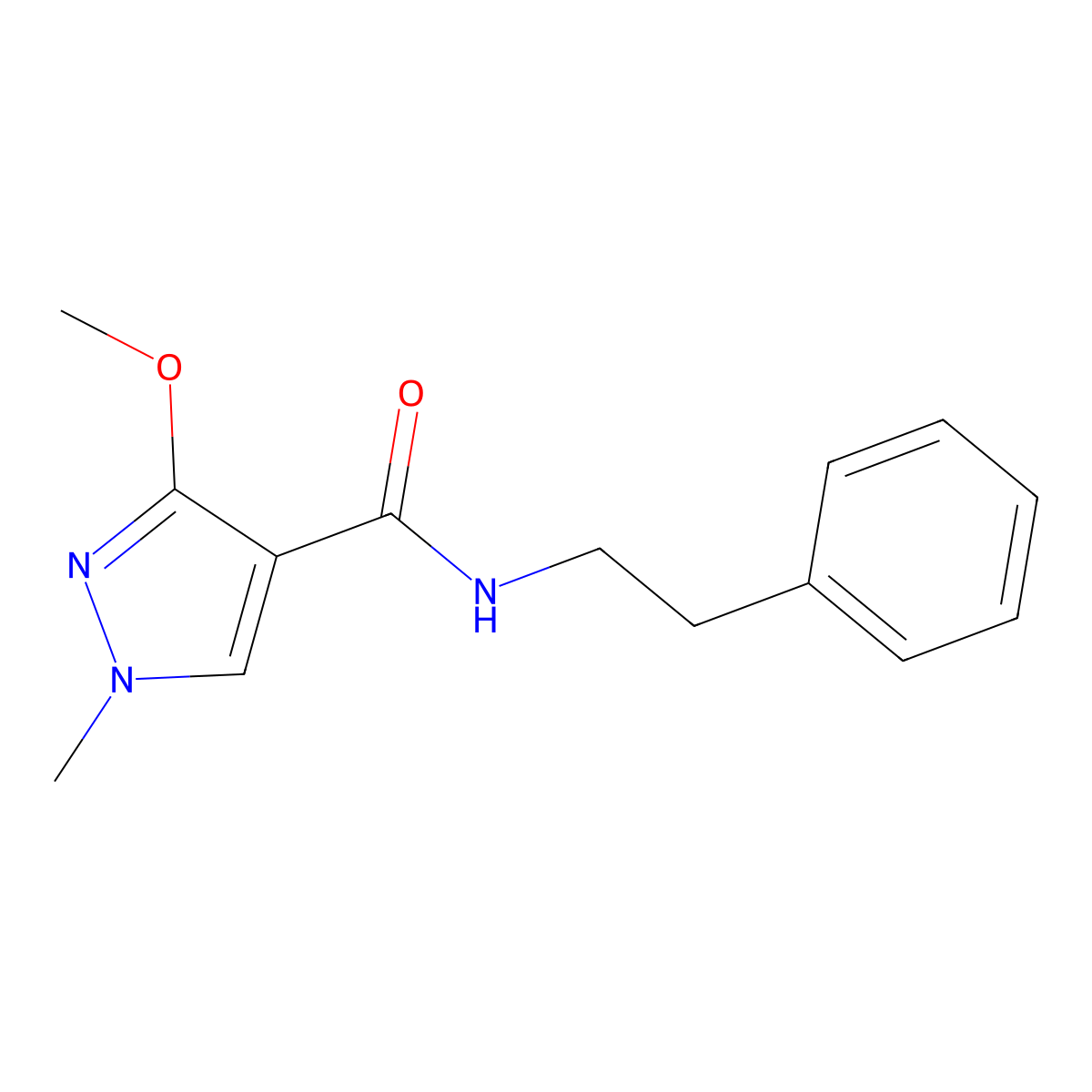 3-methoxy-1-methyl-N-phenethyl-1H-pyrazole-4-carboxamide molecular structure, CAS 1014087-72-9