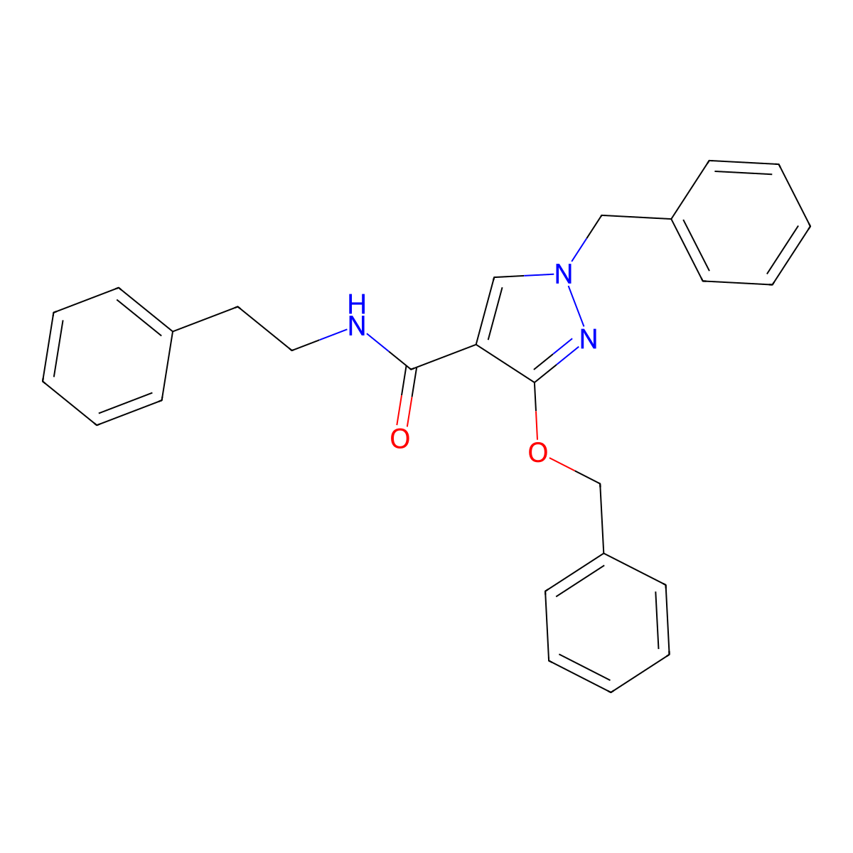 1-benzyl-3-(benzyloxy)-N-phenethyl-1H-pyrazole-4-carboxamide molecular structure, CAS 1014087-76-3