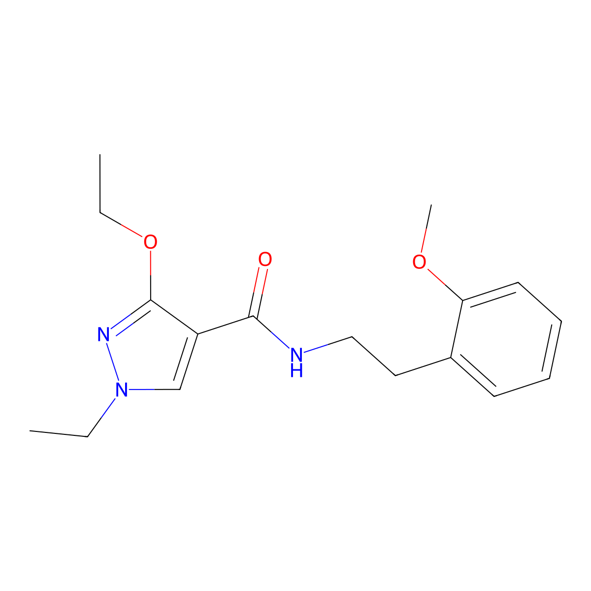 3-ethoxy-1-ethyl-N-(2-methoxyphenethyl)-1H-pyrazole-4-carboxamide molecular structure, CAS 1014087-81-0