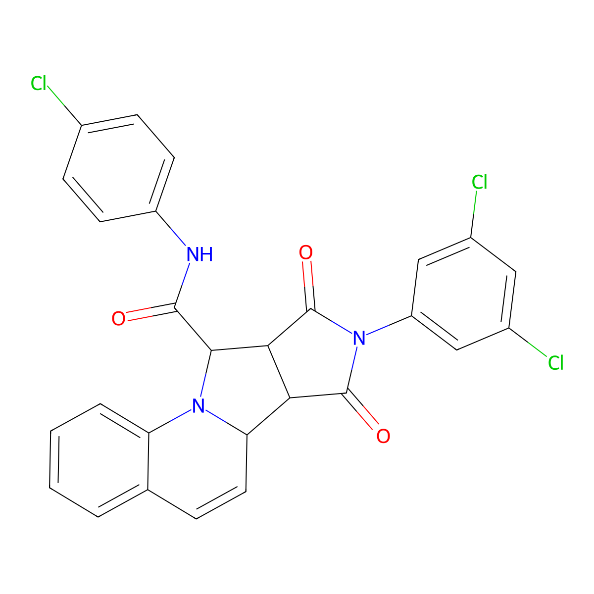 (10R,11S,15R,16S)-N-(4-chlorophenyl)-13-(3,5-dichlorophenyl)-12,14-dioxo-1,13-diazatetracyclo[8.6.0.02,7.011,15]hexadeca-2,4,6,8-tetraene-16-carboxamide molecular structure, CAS 1014087-92-3