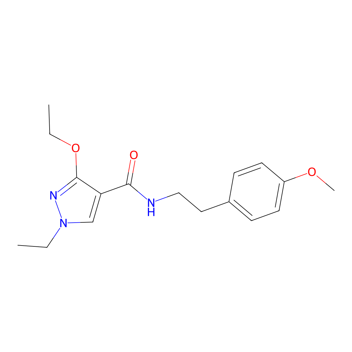 3-ethoxy-1-ethyl-N-(4-methoxyphenethyl)-1H-pyrazole-4-carboxamide molecular structure, CAS 1014087-97-8
