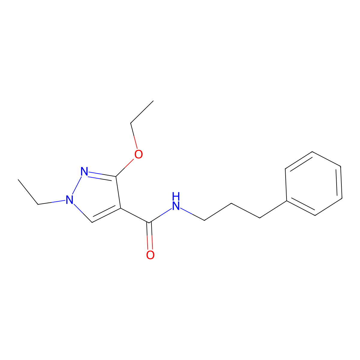 3-ethoxy-1-ethyl-N-(3-phenylpropyl)-1H-pyrazole-4-carboxamide molecular structure, CAS 1014088-03-9