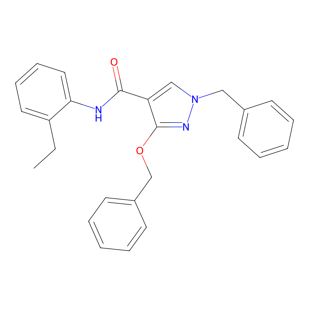 1-benzyl-3-(benzyloxy)-N-(2-ethylphenyl)-1H-pyrazole-4-carboxamide molecular structure, CAS 1014088-29-9