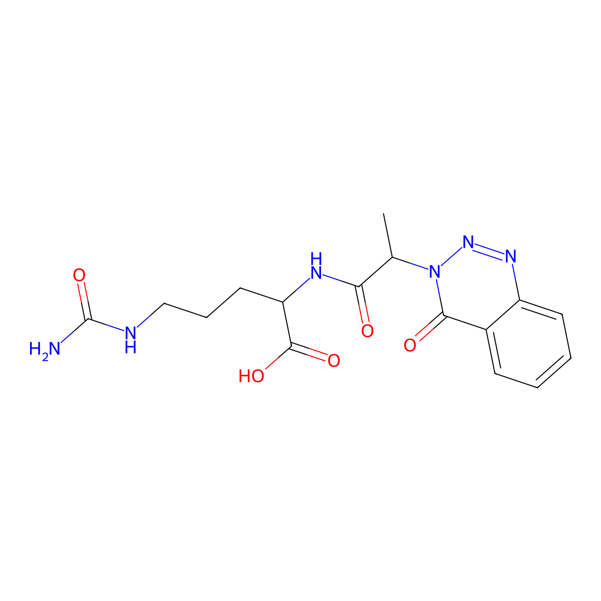 N~5~-carbamoyl-N~2~-[(2S)-2-(4-oxo-1,2,3-benzotriazin-3(4H)-yl)propanoyl]-L-ornithine molecular structure, CAS 1014088-57-3