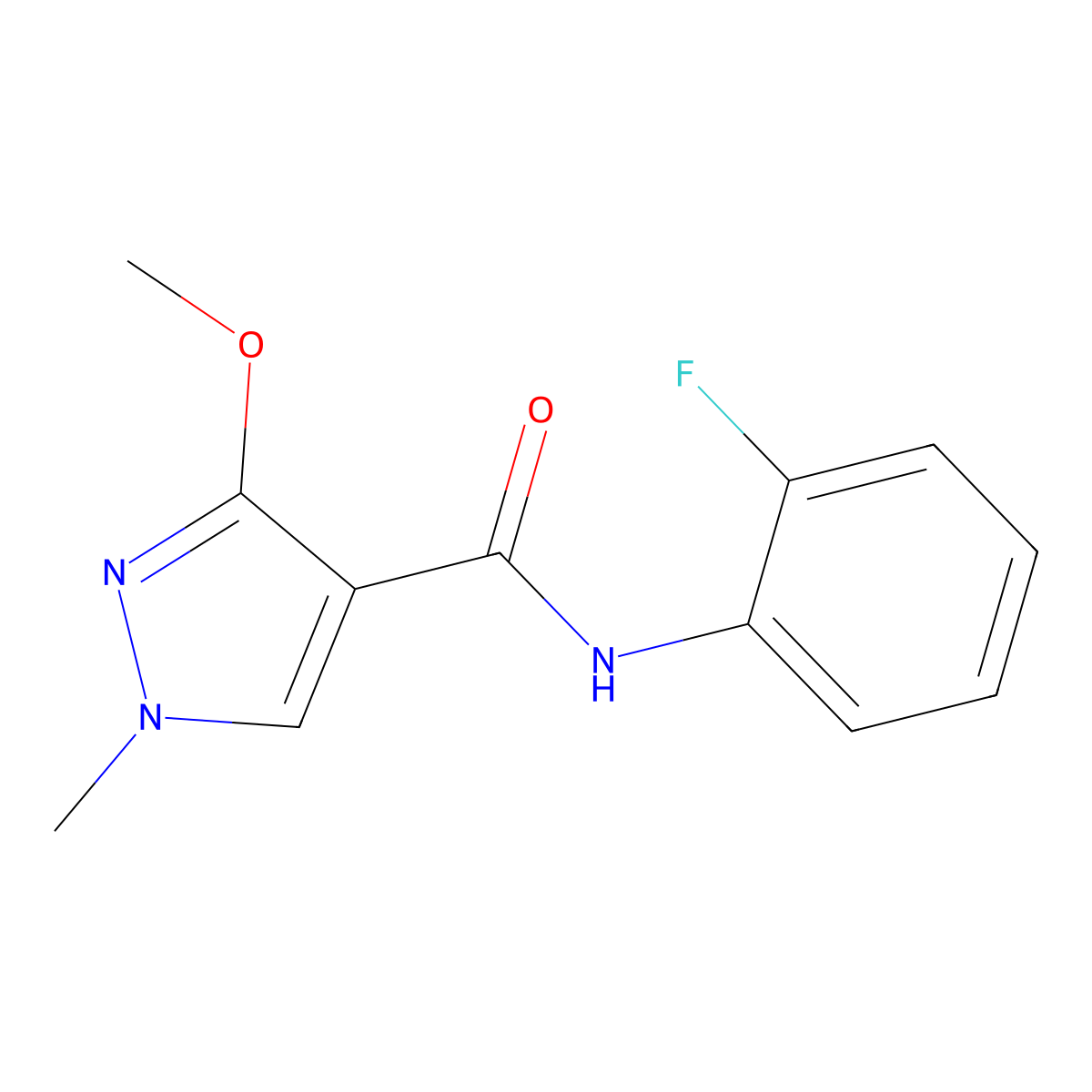 N-(2-fluorophenyl)-3-methoxy-1-methyl-1H-pyrazole-4-carboxamide molecular structure, CAS 1014088-69-7