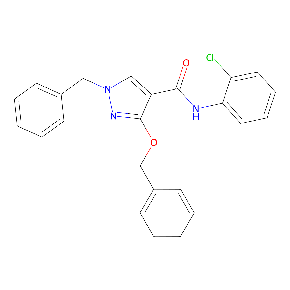 1-benzyl-3-(benzyloxy)-N-(2-chlorophenyl)-1H-pyrazole-4-carboxamide molecular structure, CAS 1014088-91-5
