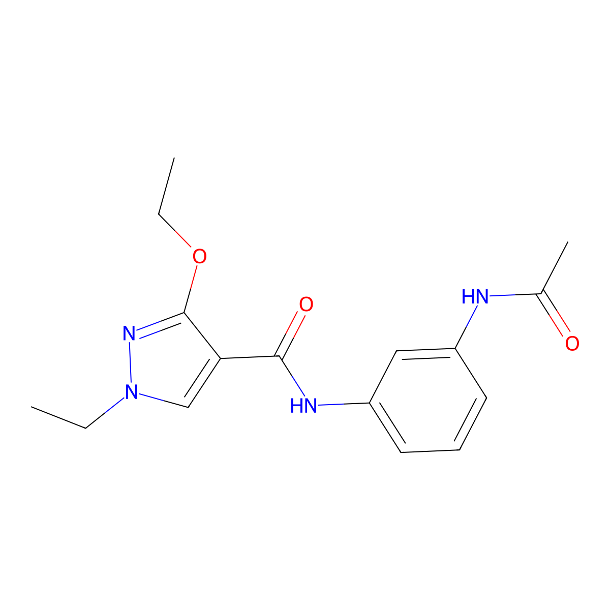 N-(3-acetamidophenyl)-3-ethoxy-1-ethyl-1H-pyrazole-4-carboxamide molecular structure, CAS 1014088-95-9