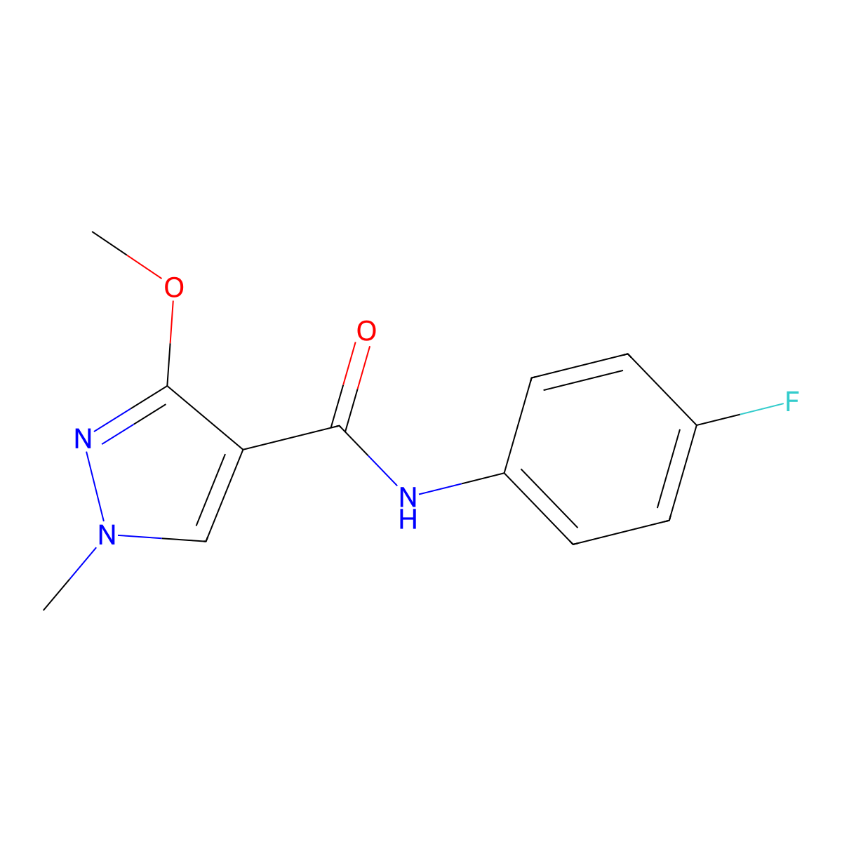 N-(4-fluorophenyl)-3-methoxy-1-methyl-1H-pyrazole-4-carboxamide molecular structure, CAS 1014089-07-6