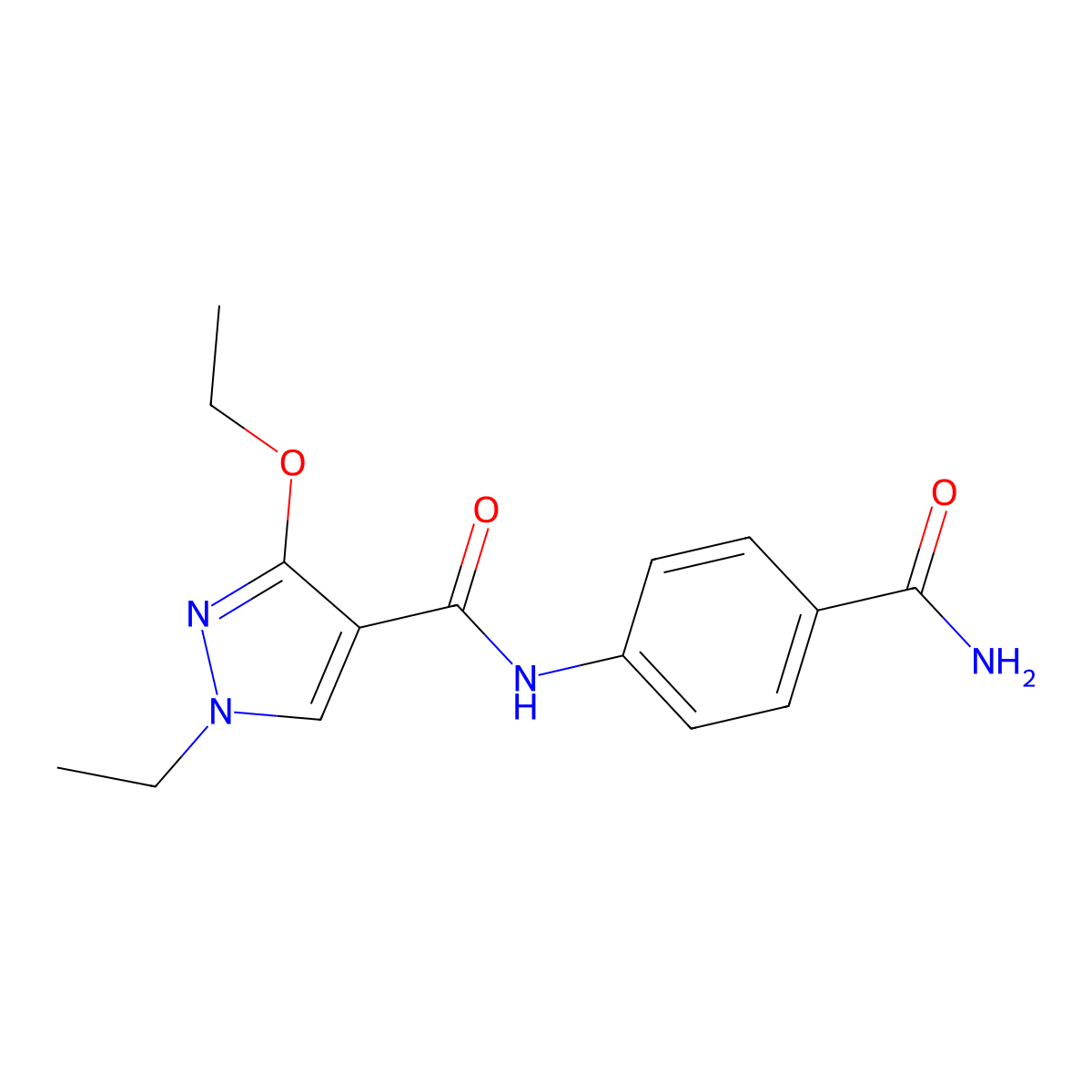 N-(4-carbamoylphenyl)-3-ethoxy-1-ethyl-1H-pyrazole-4-carboxamide molecular structure, CAS 1014089-31-6