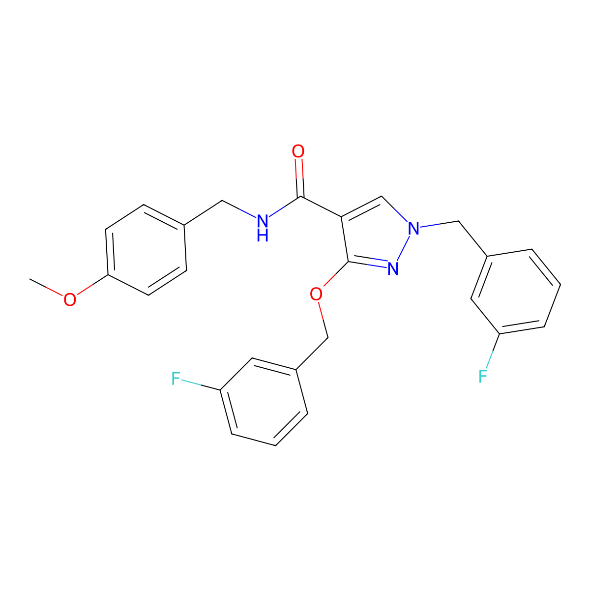 1-(3-fluorobenzyl)-3-((3-fluorobenzyl)oxy)-N-(4-methoxybenzyl)-1H-pyrazole-4-carboxamide molecular structure, CAS 1014089-39-4