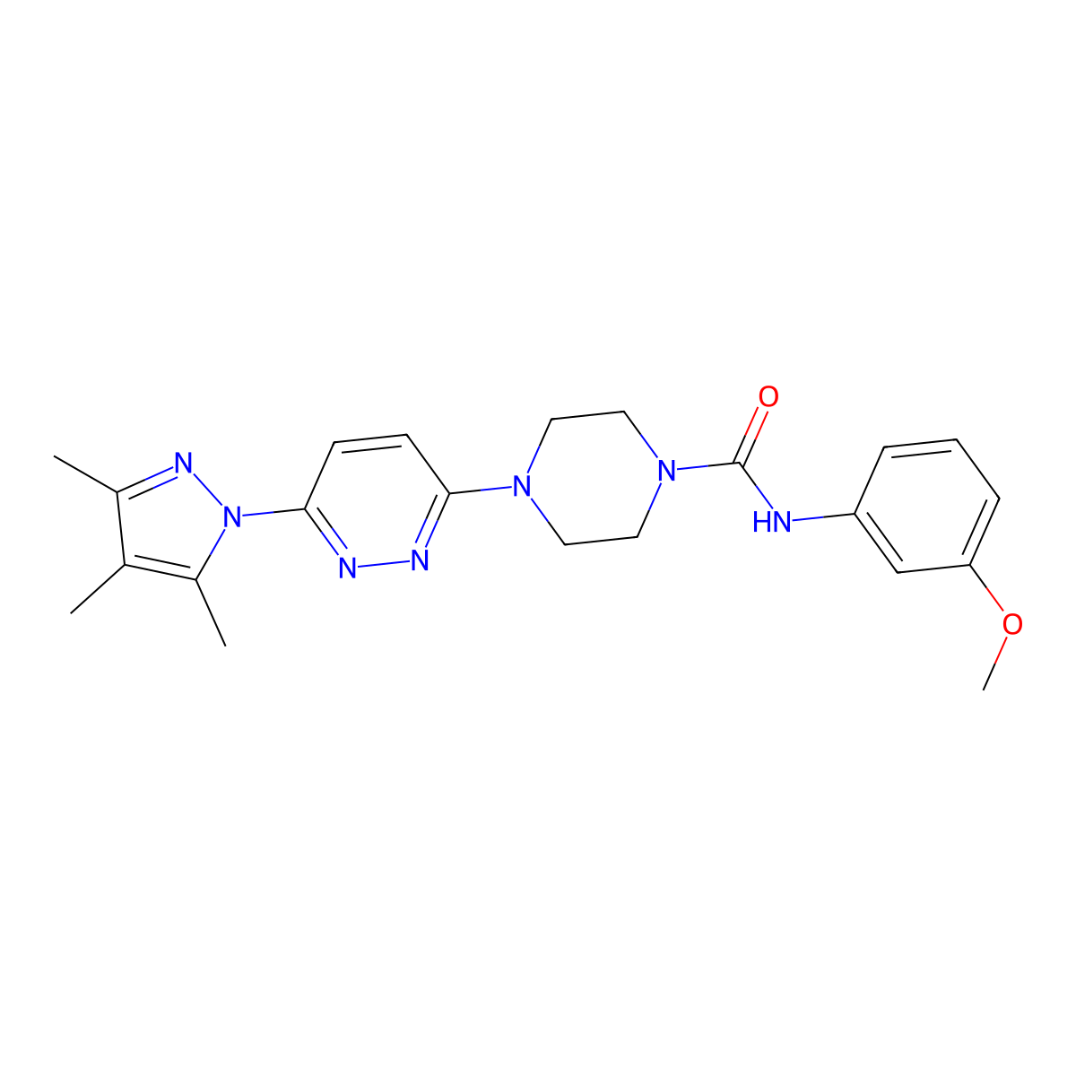 N-(3-methoxyphenyl)-4-(6-(3,4,5-trimethyl-1H-pyrazol-1-yl)pyridazin-3-yl)piperazine-1-carboxamide molecular structure, CAS 1014089-69-0