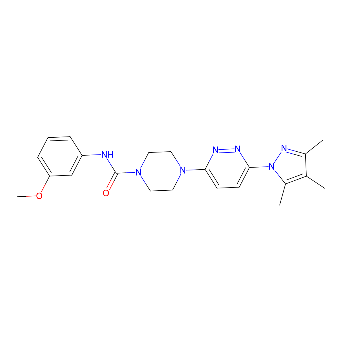 N-(3-methoxyphenyl)-4-(6-(3,4,5-trimethyl-1H-pyrazol-1-yl)pyridazin-3-yl)piperazine-1-carboxamide molecular structure, CAS 1014089-69-0