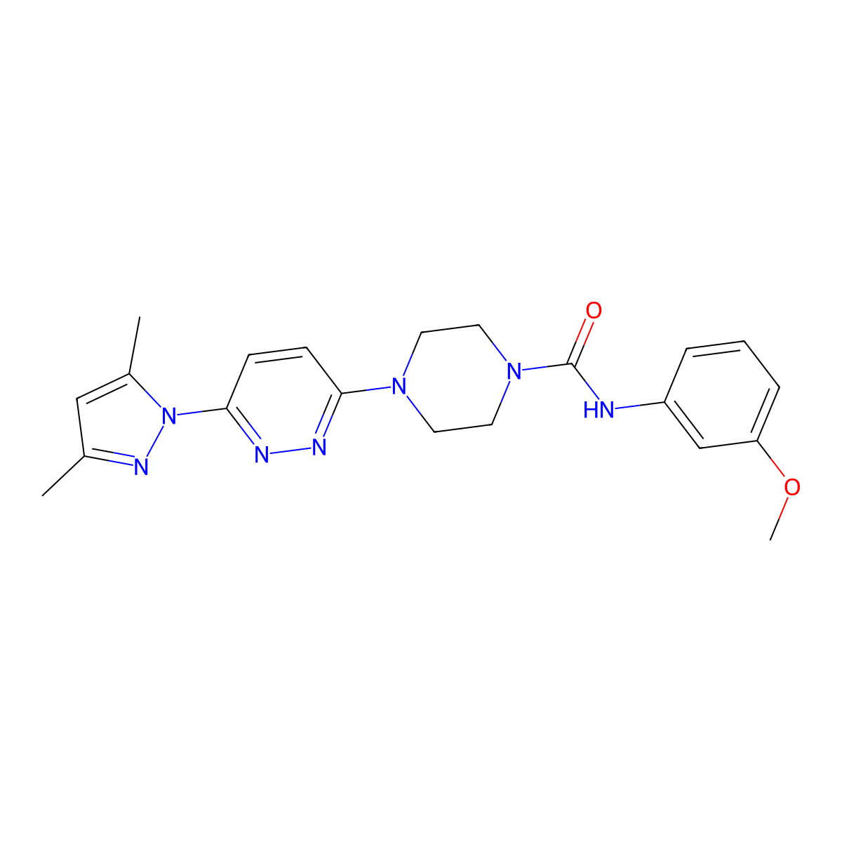 4-(6-(3,5-dimethyl-1H-pyrazol-1-yl)pyridazin-3-yl)-N-(3-methoxyphenyl)piperazine-1-carboxamide molecular structure, CAS 1014089-87-2