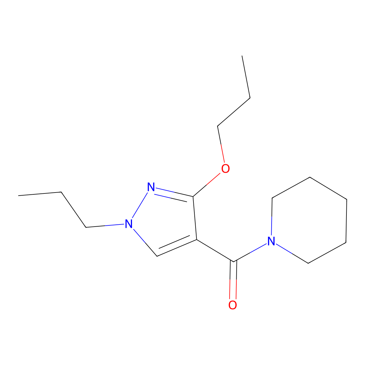 piperidin-1-yl(3-propoxy-1-propyl-1H-pyrazol-4-yl)methanone molecular structure, CAS 1014089-93-0