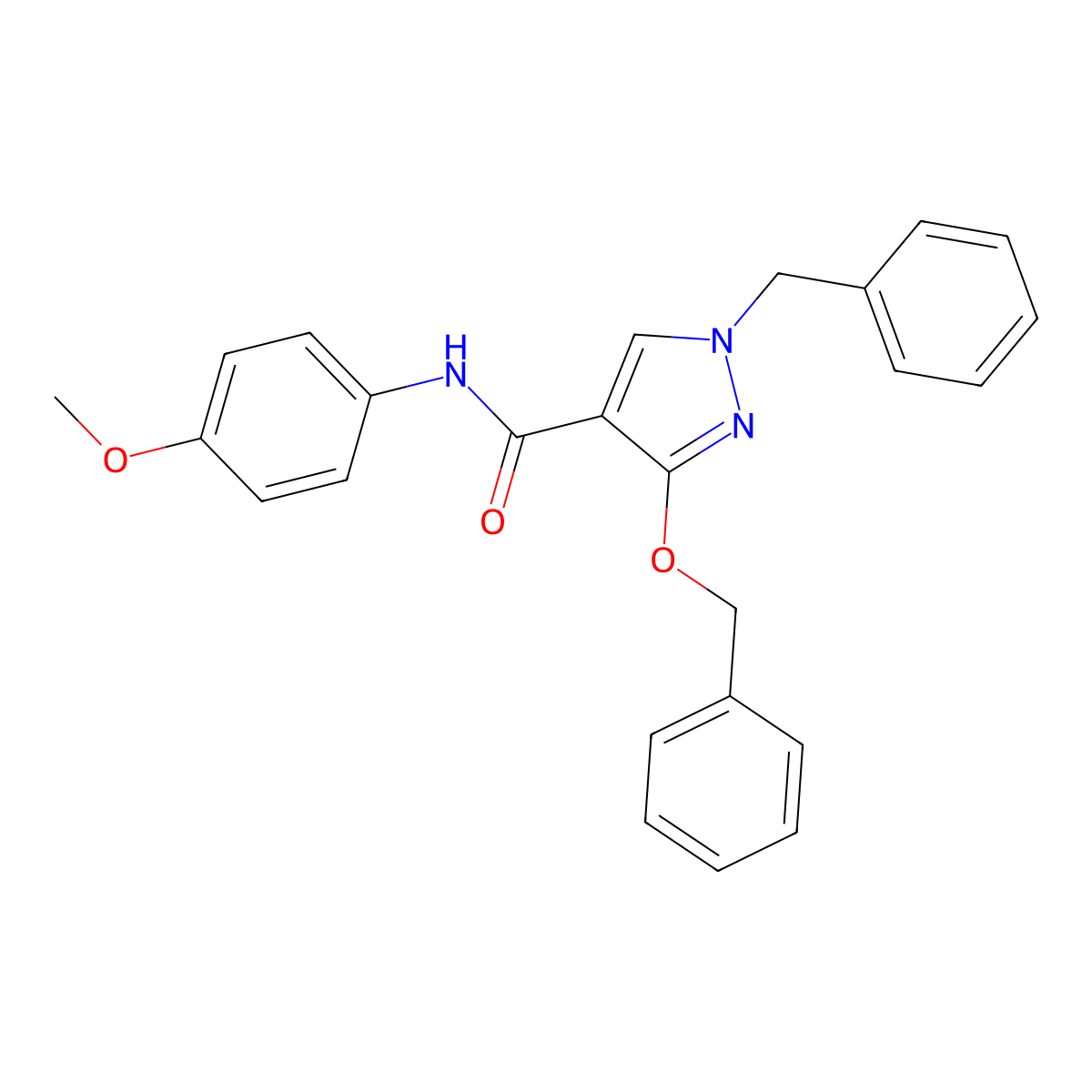 1-benzyl-3-(benzyloxy)-N-(4-methoxyphenyl)-1H-pyrazole-4-carboxamide molecular structure, CAS 1014090-15-3