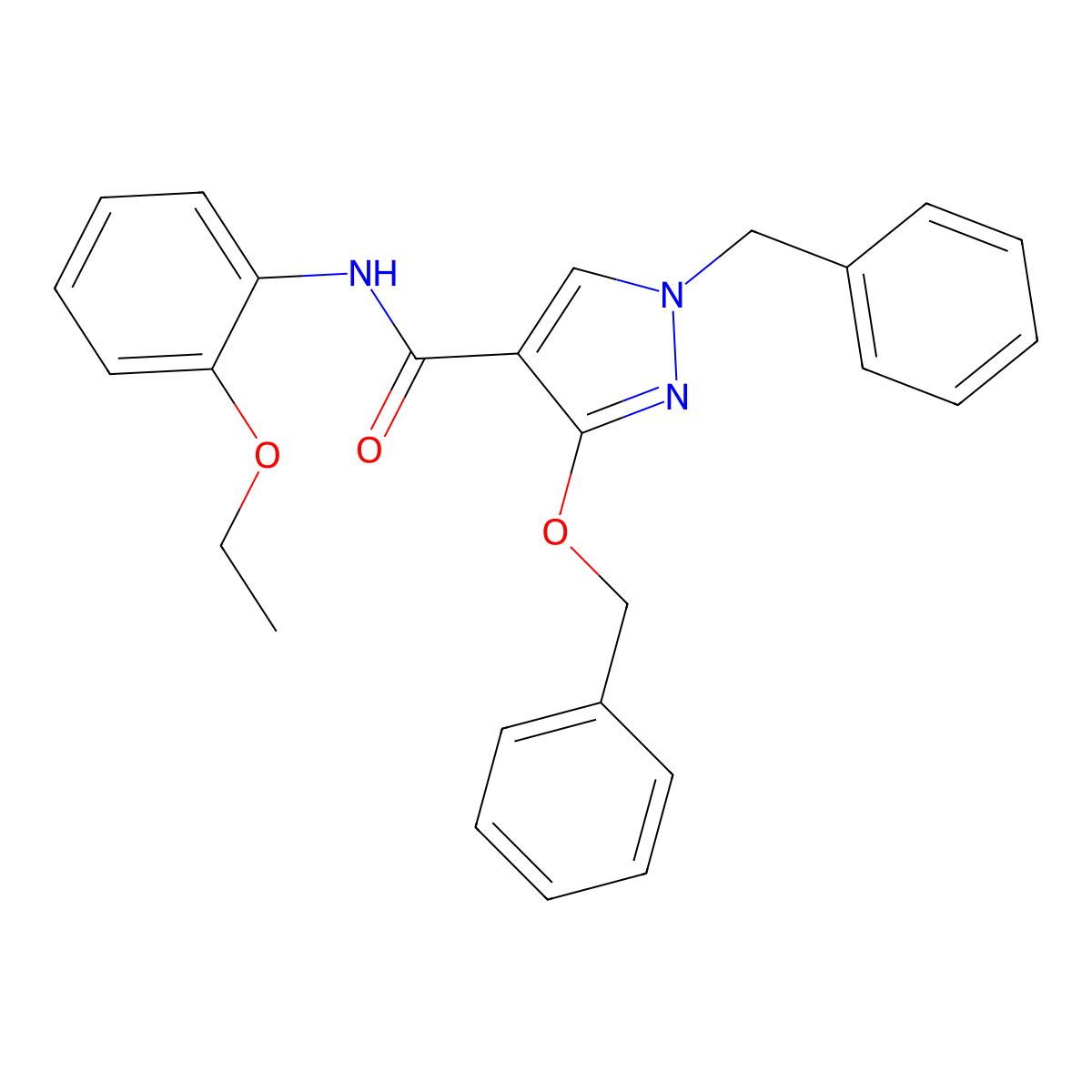 1-benzyl-3-(benzyloxy)-N-(2-ethoxyphenyl)-1H-pyrazole-4-carboxamide molecular structure, CAS 1014090-27-7