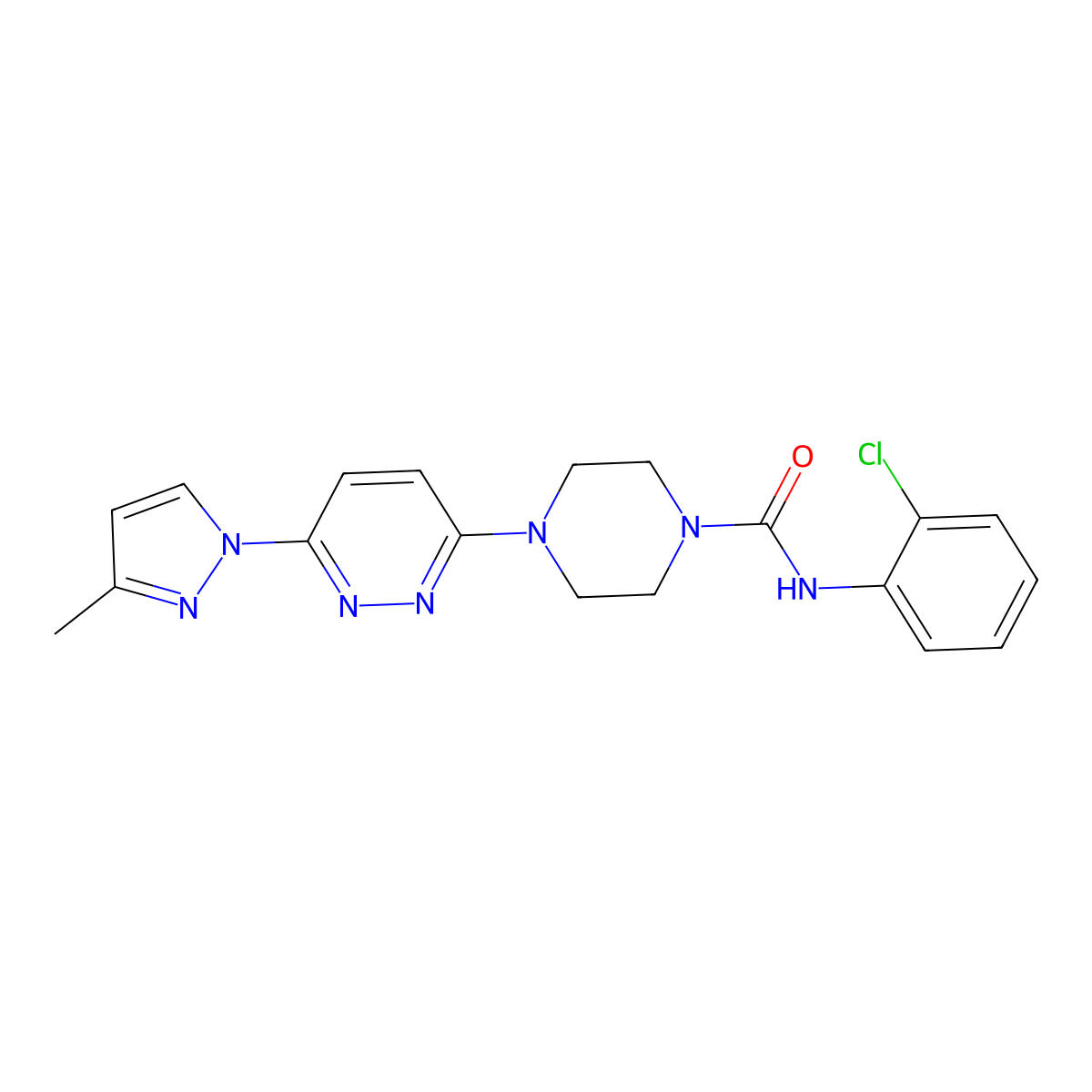 N-(2-chlorophenyl)-4-(6-(3-methyl-1H-pyrazol-1-yl)pyridazin-3-yl)piperazine-1-carboxamide molecular structure, CAS 1014091-23-6