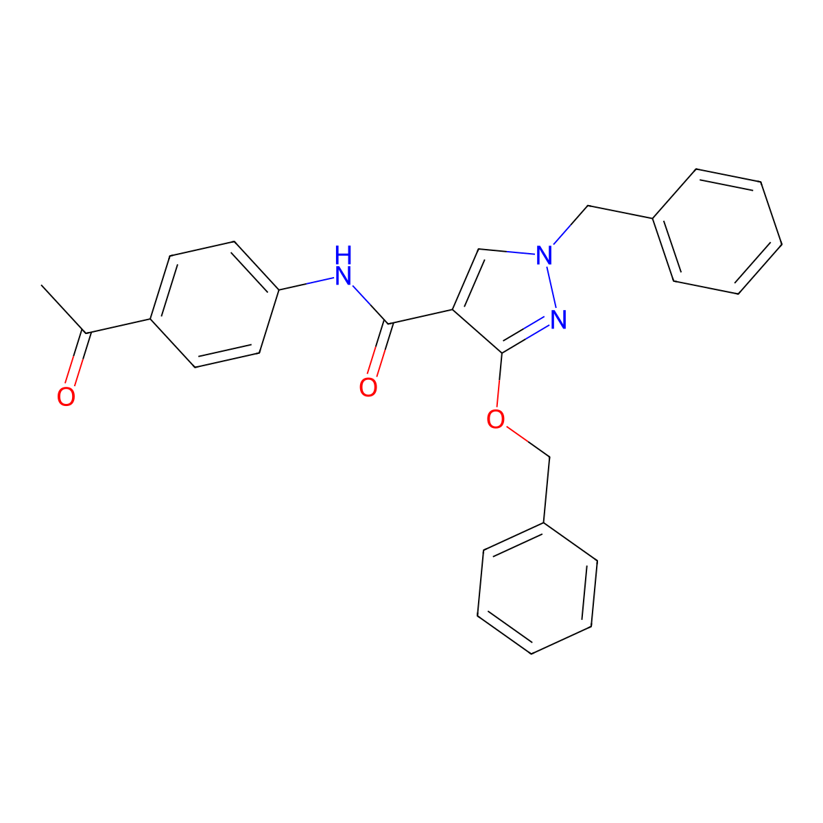 N-(4-acetylphenyl)-1-benzyl-3-(benzyloxy)-1H-pyrazole-4-carboxamide molecular structure, CAS 1014091-30-5