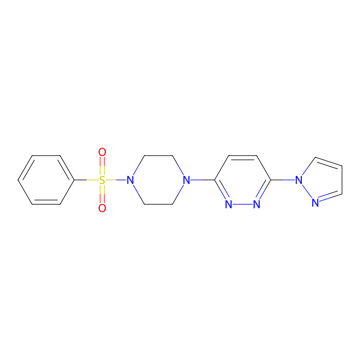 3-(4-(phenylsulfonyl)piperazin-1-yl)-6-(1H-pyrazol-1-yl)pyridazine molecular structure, CAS 1014091-37-2