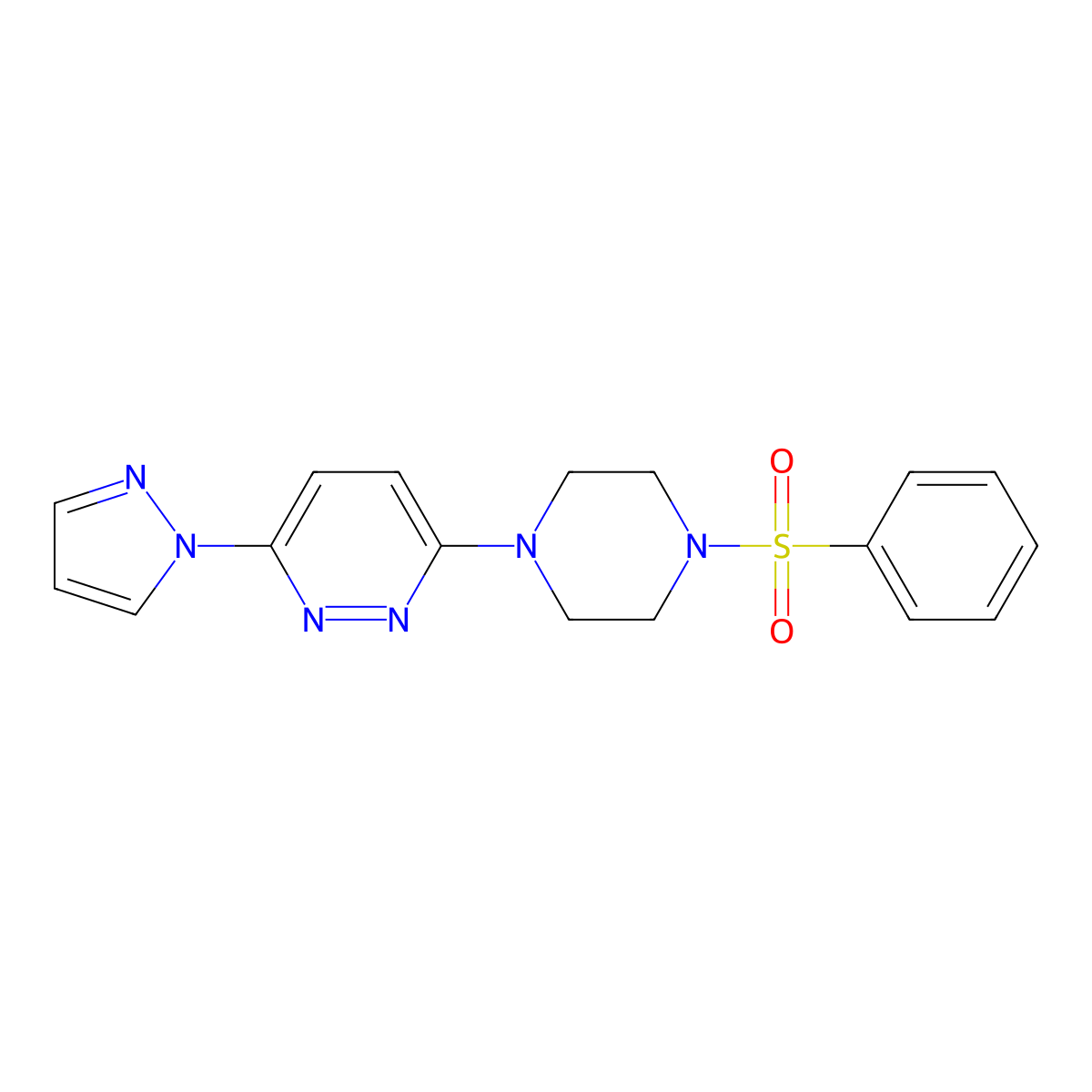 3-(4-(phenylsulfonyl)piperazin-1-yl)-6-(1H-pyrazol-1-yl)pyridazine molecular structure, CAS 1014091-37-2