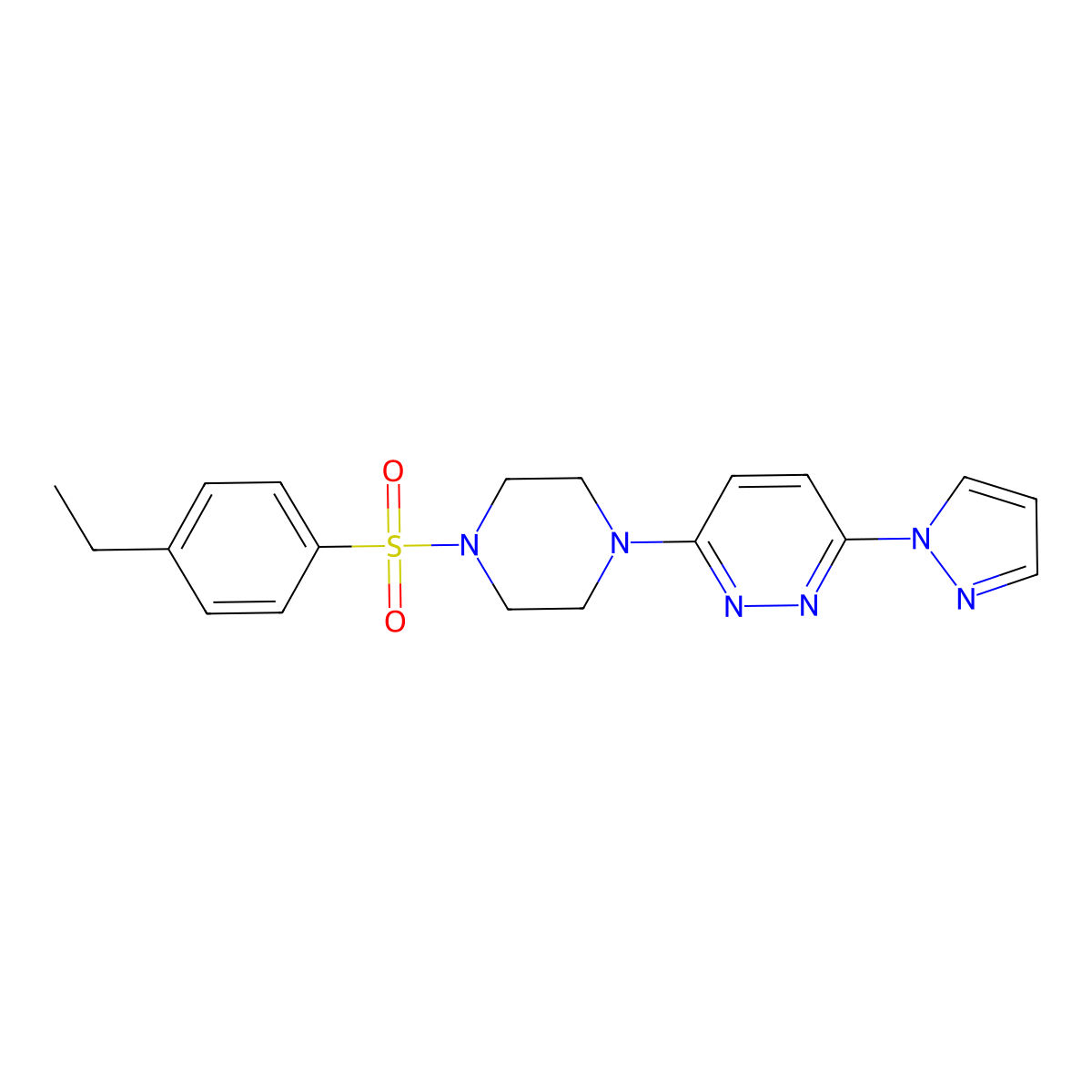 3-(4-((4-ethylphenyl)sulfonyl)piperazin-1-yl)-6-(1H-pyrazol-1-yl)pyridazine molecular structure, CAS 1014091-62-3