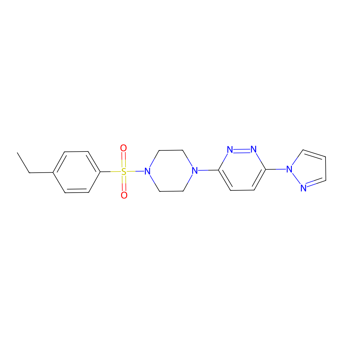 3-(4-((4-ethylphenyl)sulfonyl)piperazin-1-yl)-6-(1H-pyrazol-1-yl)pyridazine molecular structure, CAS 1014091-62-3