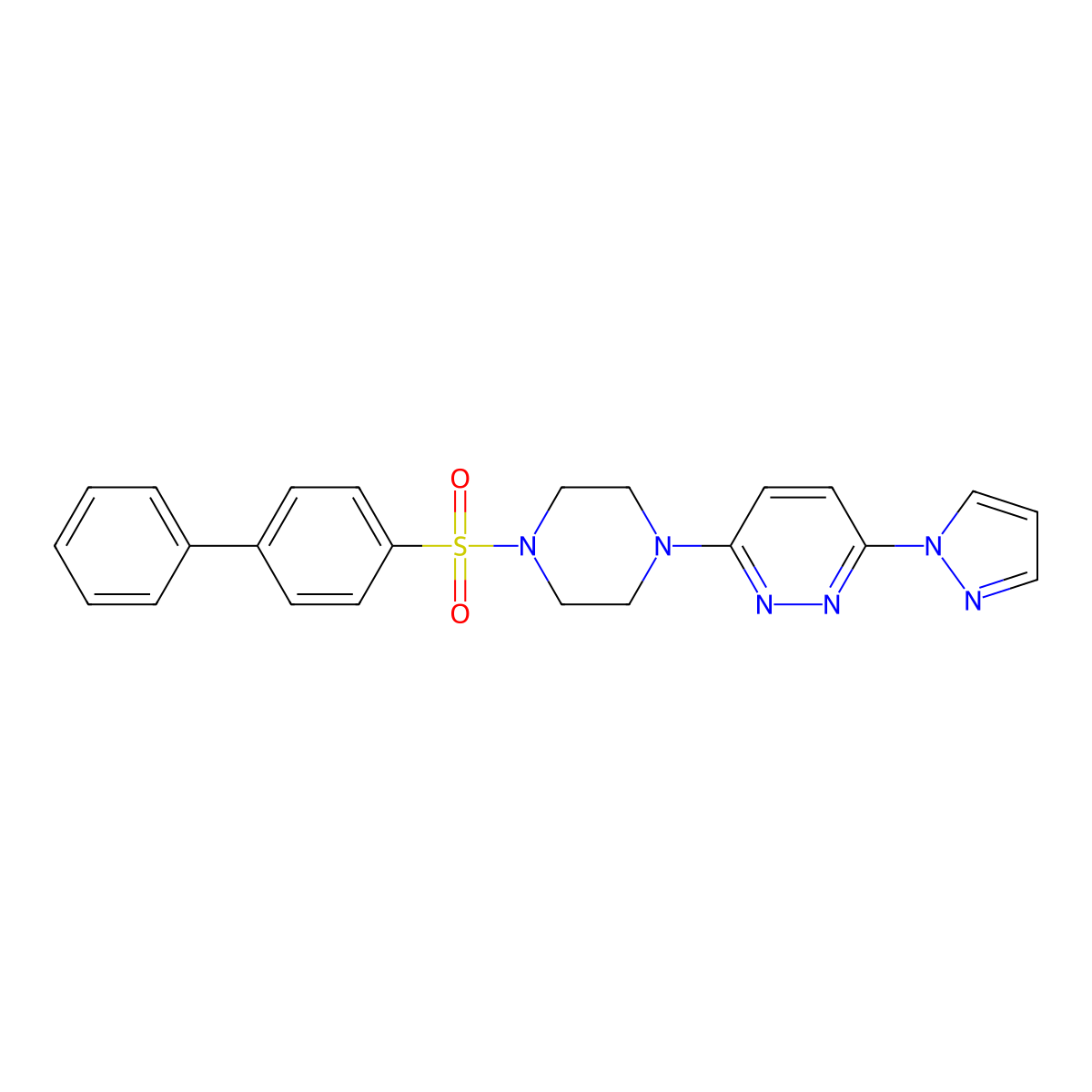 3-(4-([1,1'-biphenyl]-4-ylsulfonyl)piperazin-1-yl)-6-(1H-pyrazol-1-yl)pyridazine molecular structure, CAS 1014091-73-6
