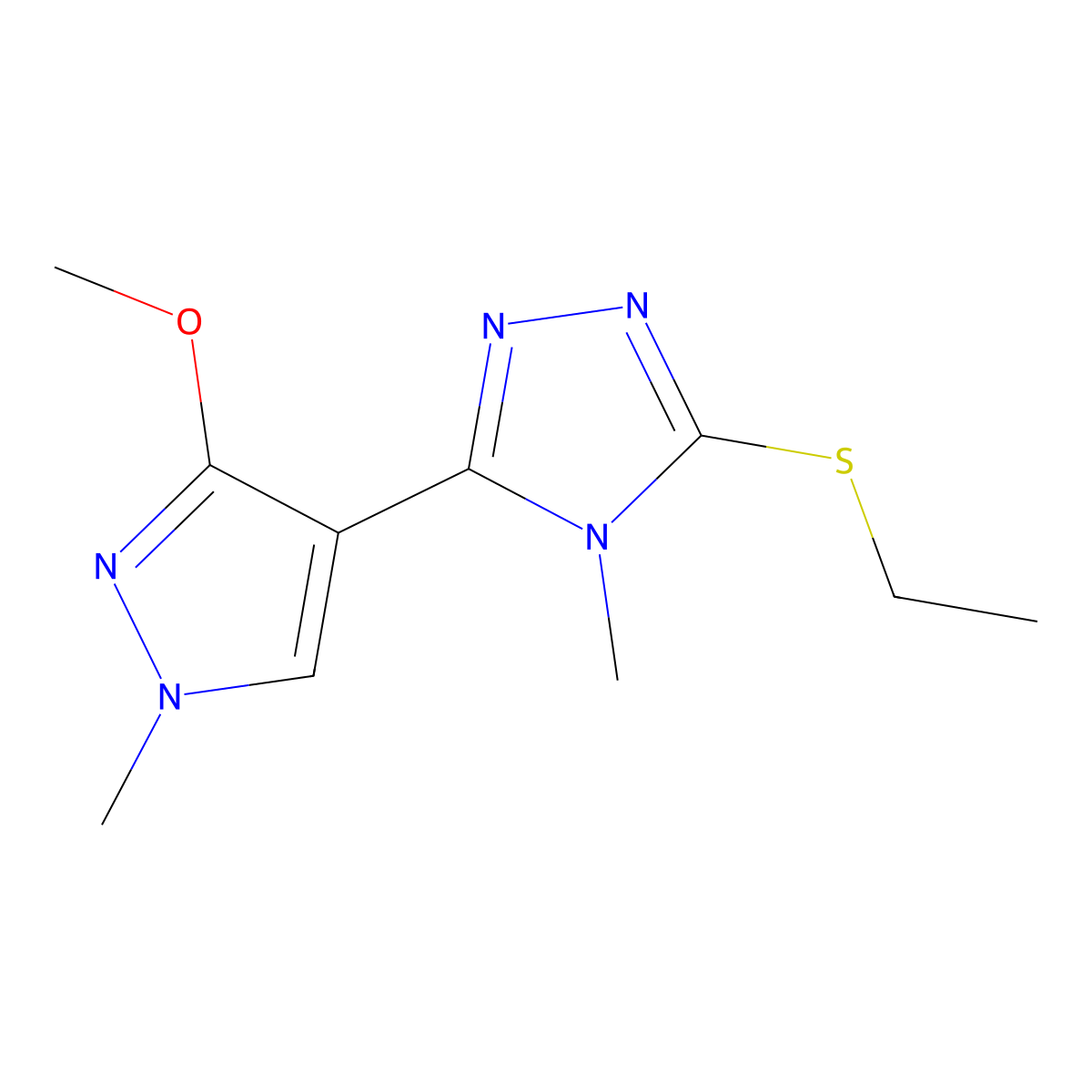 3-(ethylthio)-5-(3-methoxy-1-methyl-1H-pyrazol-4-yl)-4-methyl-4H-1,2,4-triazole molecular structure, CAS 1014096-07-1