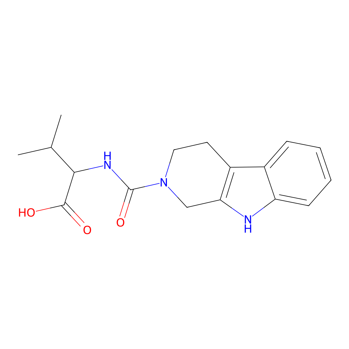 (2S)-3-Methyl-2-({1H,2H,3H,4H,9H-pyrido[3,4-b]indole-2-carbonyl}amino)butanoic acid molecular structure, CAS 1014100-68-5