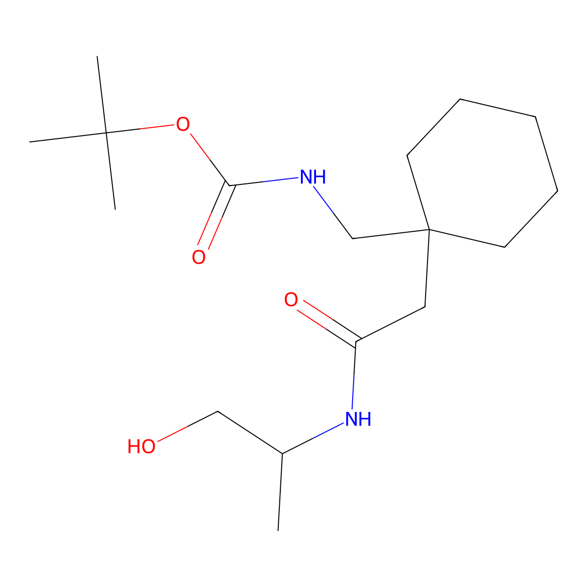 tert-butyl {[1-(2-{[(2S)-1-hydroxypropan-2-yl]amino}-2-oxoethyl)cyclohexyl]methyl}carbamate molecular structure, CAS 1014102-58-9