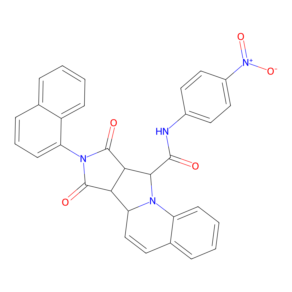 (6aS,6bR,9aS,10R)-8-(naphthalen-1-yl)-N-(4-nitrophenyl)-7,9-dioxo-6b,7,8,9,9a,10-hexahydro-6aH-pyrrolo[3',4':3,4]pyrrolo[1,2-a]quinoline-10-carboxamide molecular structure, CAS 1014102-69-2