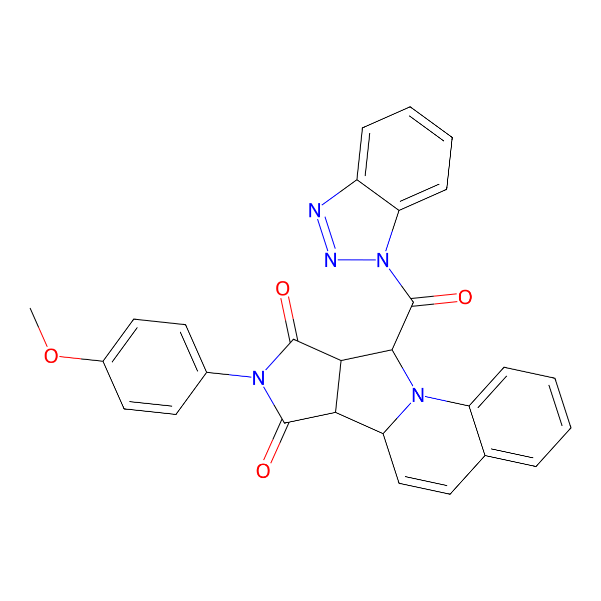 (10S,11R,15S,16R)-16-(benzotriazole-1-carbonyl)-13-(4-methoxyphenyl)-1,13-diazatetracyclo[8.6.0.02,7.011,15]hexadeca-2,4,6,8-tetraene-12,14-dione molecular structure, CAS 1014102-88-5