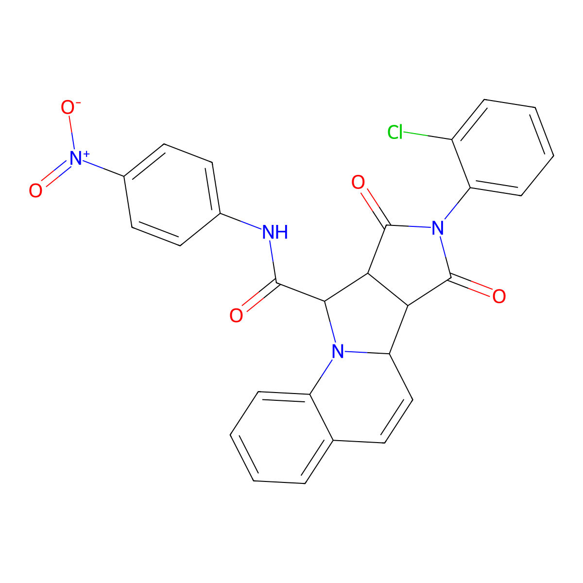 (6aR,6bS,9aR,10S)-8-(2-chlorophenyl)-N-(4-nitrophenyl)-7,9-dioxo-6b,7,8,9,9a,10-hexahydro-6aH-pyrrolo[3',4':3,4]pyrrolo[1,2-a]quinoline-10-carboxamide molecular structure, CAS 1014103-15-1
