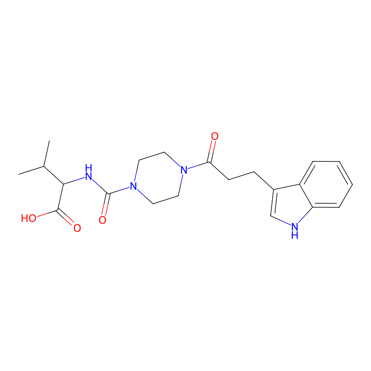 (2S)-2-({4-[3-(1H-Indol-3-yl)propanoyl]piperazine-1-carbonyl}amino)-3-methylbutanoic acid molecular structure, CAS 1014103-99-1