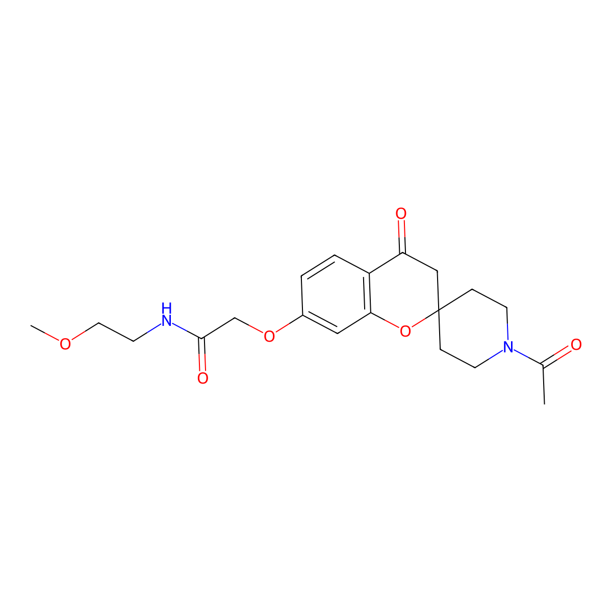 2-((1'-acetyl-4-oxospiro[chroman-2,4'-piperidin]-7-yl)oxy)-N-(2-methoxyethyl)acetamide molecular structure, CAS 1014104-44-9
