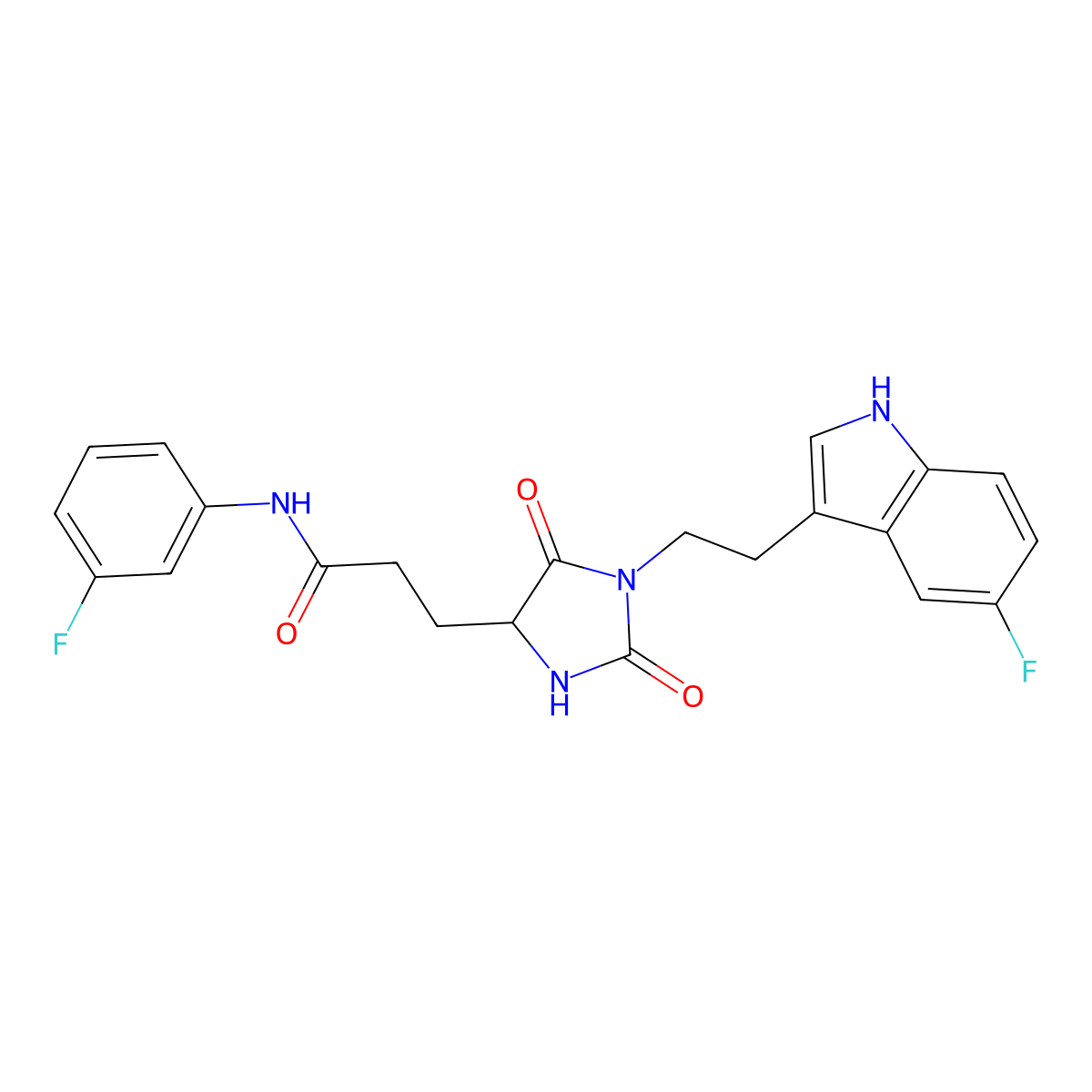 3-{(4S)-1-[2-(5-fluoro-1H-indol-3-yl)ethyl]-2,5-dioxoimidazolidin-4-yl}-N-(3-fluorophenyl)propanamide molecular structure, CAS 1014104-46-1