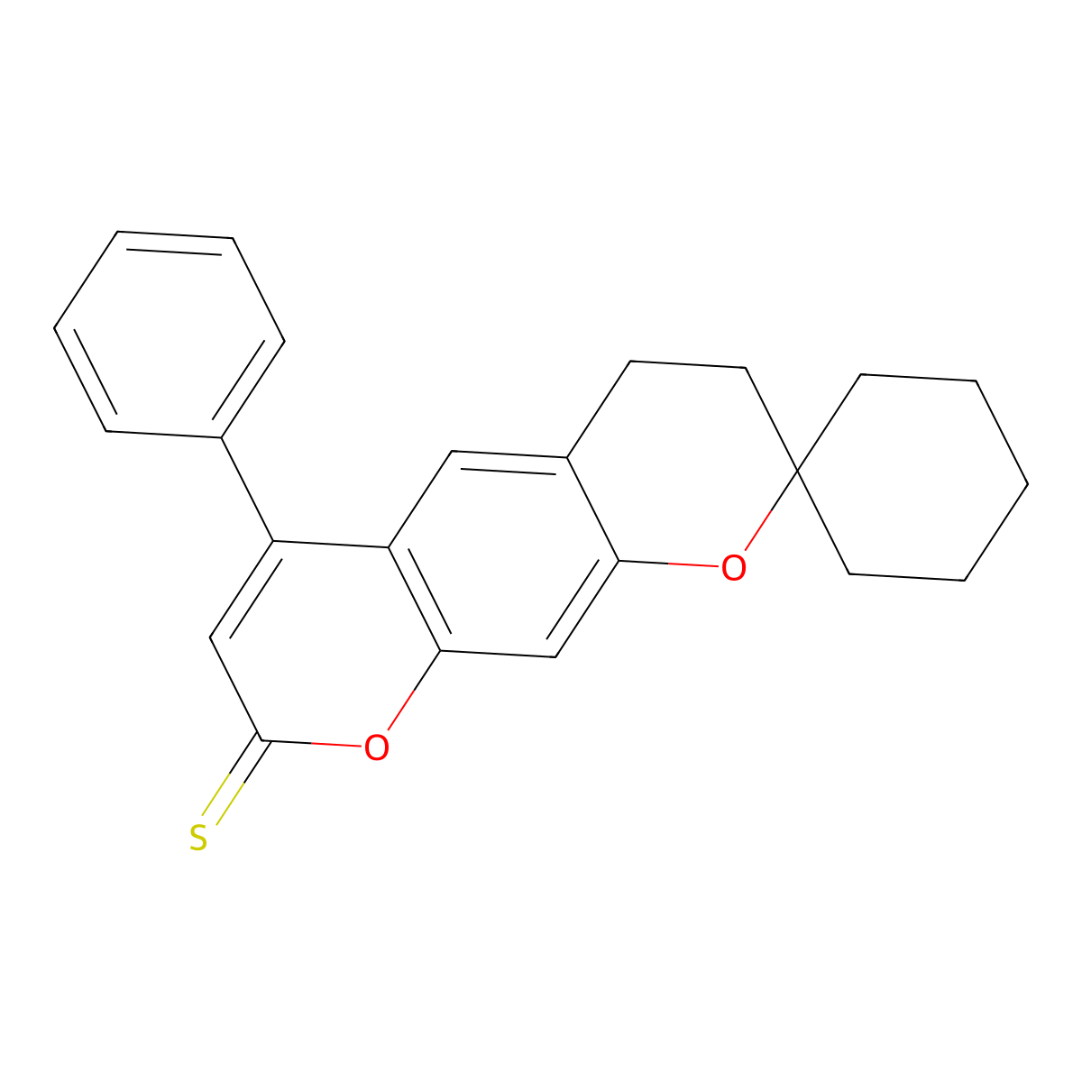 6'-phenyl-3',4'-dihydro-8'H-spiro[cyclohexane-1,2'-pyrano[3,2-g]chromene]-8'-thione molecular structure, CAS 1014104-58-5