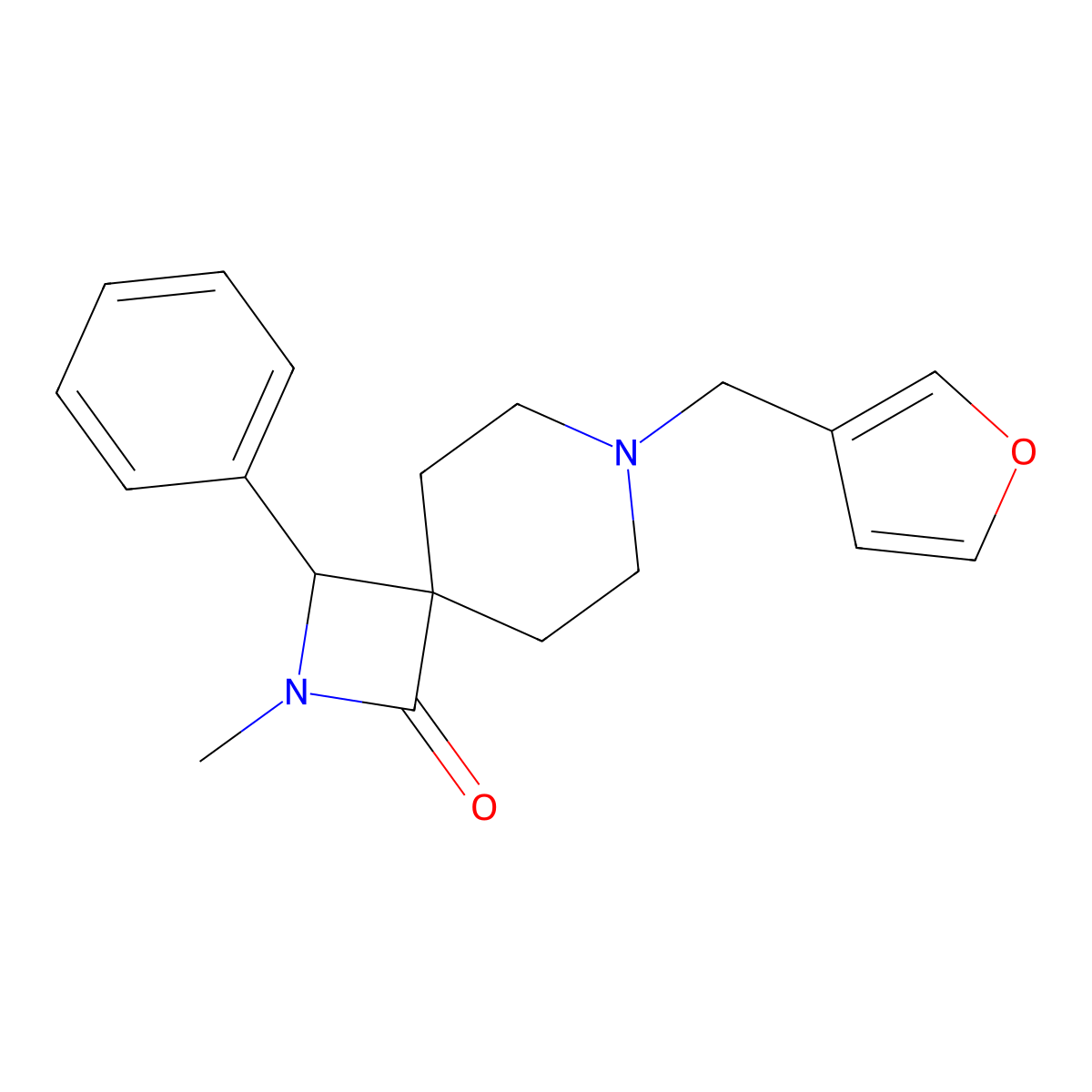 7-(Furan-3-ylmethyl)-2-methyl-3-phenyl-2,7-diazaspiro[3.5]nonan-1-one molecular structure, CAS 1014121-13-1