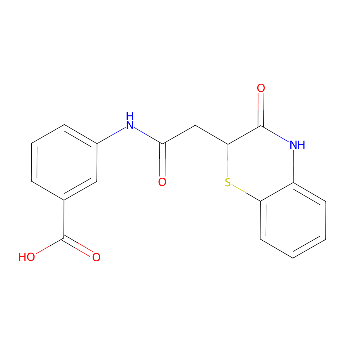 3-(2-(3-oxo-3,4-dihydro-2H-benzo[b][1,4]thiazin-2-yl)acetamido)benzoic acid molecular structure, CAS 101413-75-6