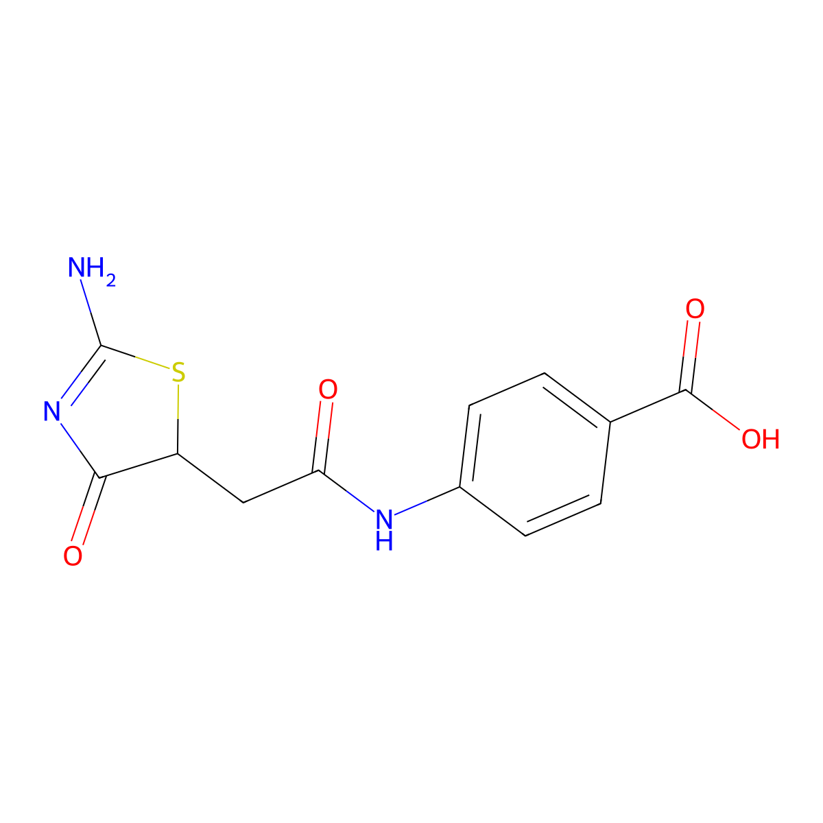 4-{[(2-Amino-4-oxo-4,5-dihydro-1,3-thiazol-5-yl)acetyl]amino}benzoic acid molecular structure, CAS 101413-78-9