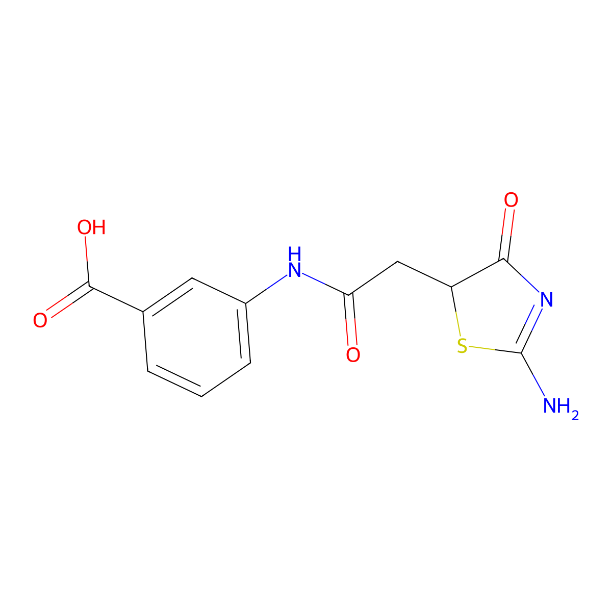 3-[2-(2-Amino-4-oxo-4,5-dihydro-1,3-thiazol-5-yl)acetamido]benzoic acid molecular structure, CAS 101413-79-0