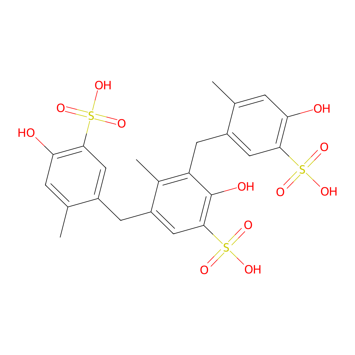 2-Hydroxy-3,5-bis[(4-hydroxy-2-methyl-5-sulfophenyl)methyl]-4-methylbenzenesulfonic acid molecular structure, CAS 101418-00-2