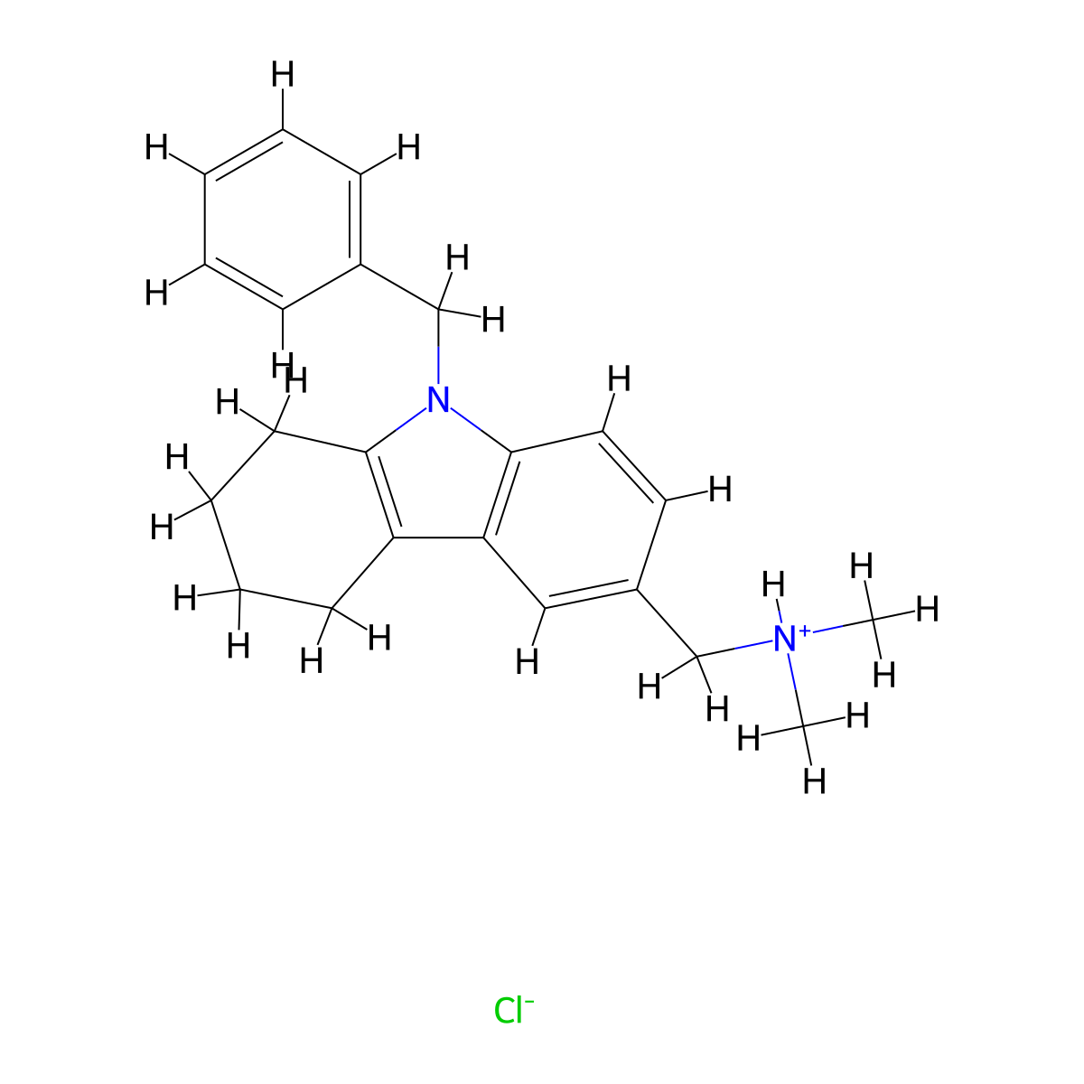 1-(9-Benzyl-2,3,4,9-tetrahydro-1H-carbazol-6-yl)-N,N-dimethylmethanamine--hydrogen chloride (1/1) molecular structure, CAS 101418-09-1