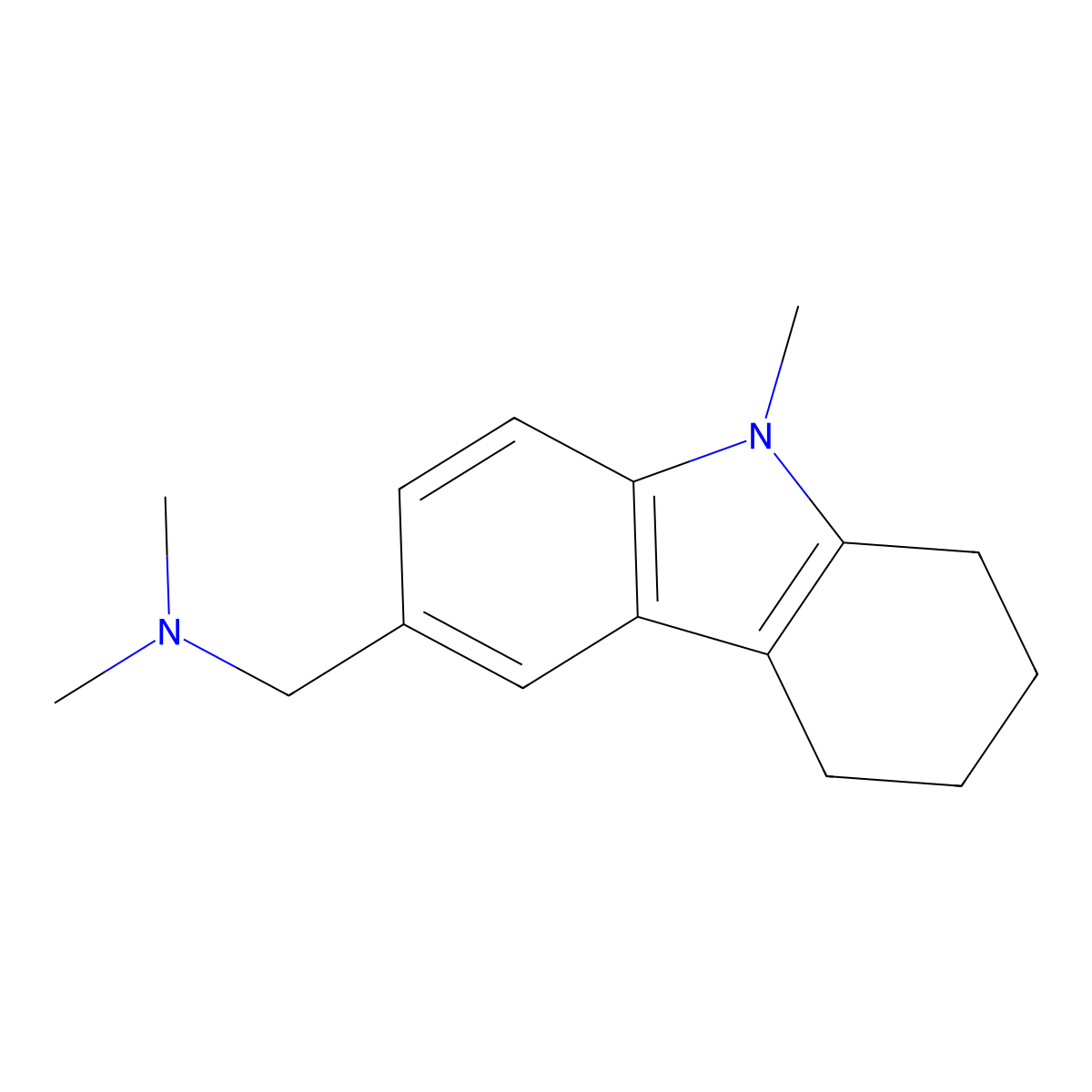 Carbazole, 1,2,3,4-tetrahydro-6-(dimethylaminomethyl)-9-methyl- molecular structure, CAS 101418-10-4
