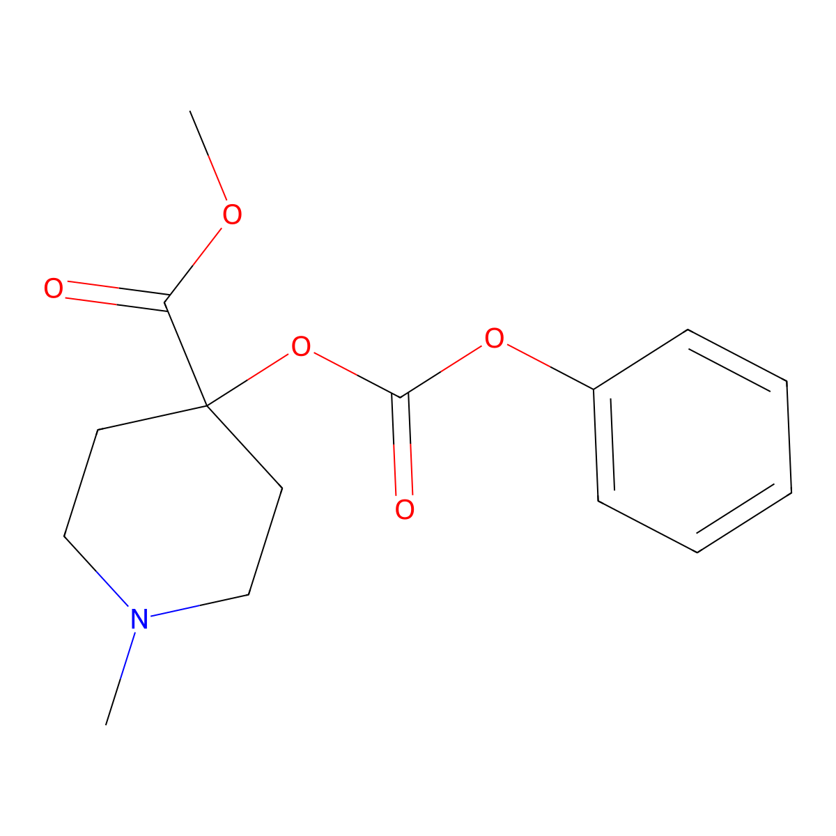 Carbonic acid, 4-methoxycarbonyl-1-methyl-4-piperidyl phenyl ester molecular structure, CAS 101418-13-7