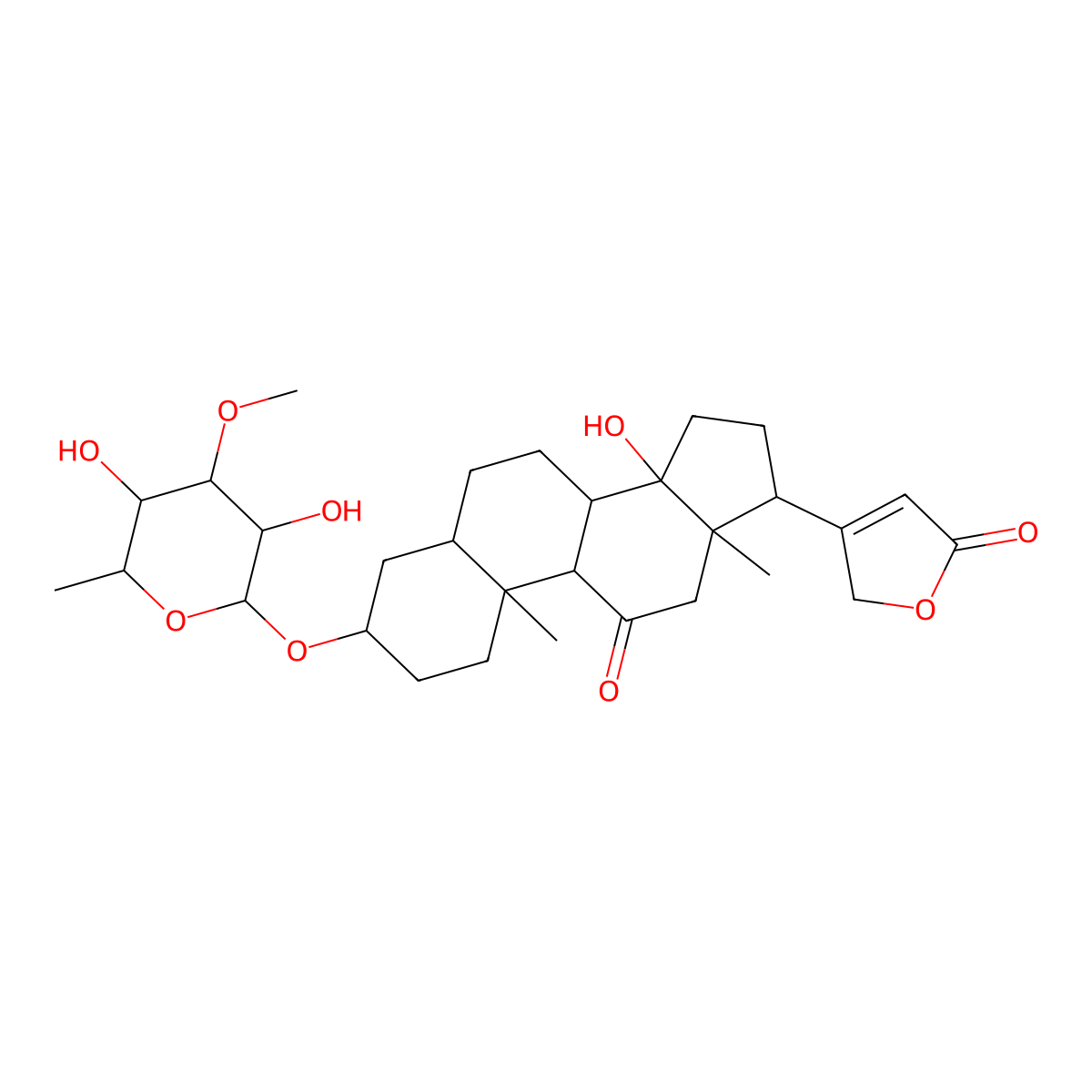 5-beta-Card-20(22)-enolide, 3-beta-((6-deoxy-3-O-methylgalactopyranosyl)oxy)-14-hydroxy-11-oxo- molecular structure, CAS 101418-20-6