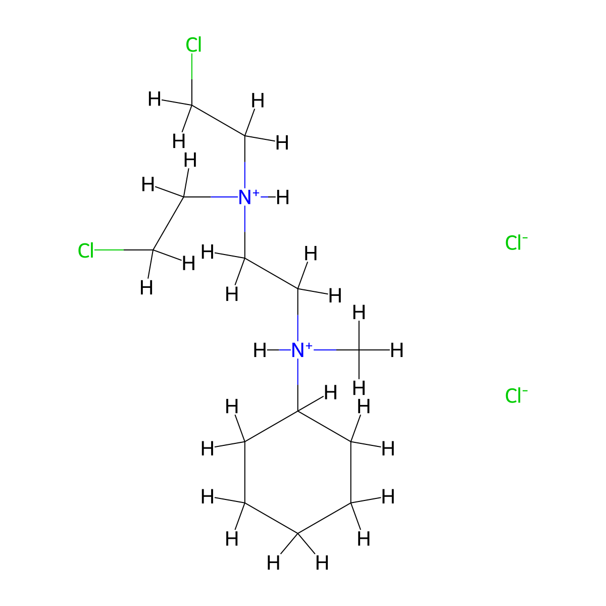 Ethylenediamine, N,N-bis(2-chloroethyl)-N'-cyclohexyl-N'-methyl-, dihydrochloride molecular structure, CAS 101418-36-4