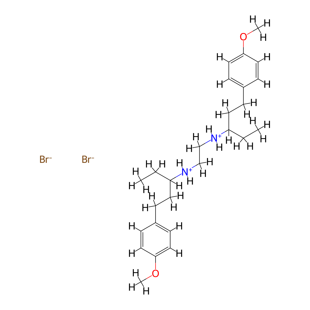 Ethylenediamine, N,N'-bis(1-ethyl-3-(p-methoxyphenyl)propyl)-, dihydrobromide molecular structure, CAS 101418-43-3