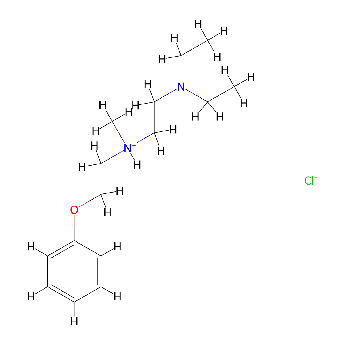 Ethylenediamine, N,N-diethyl-N'-methyl-N'-(2-phenoxyethyl)-, hydrochloride molecular structure, CAS 101418-46-6