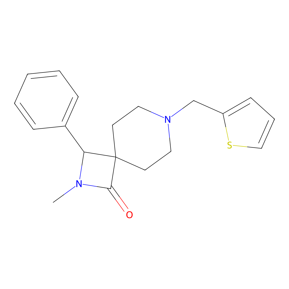 2-Methyl-3-phenyl-7-(thiophen-2-ylmethyl)-2,7-diazaspiro[3.5]nonan-1-one molecular structure, CAS 1014194-20-7